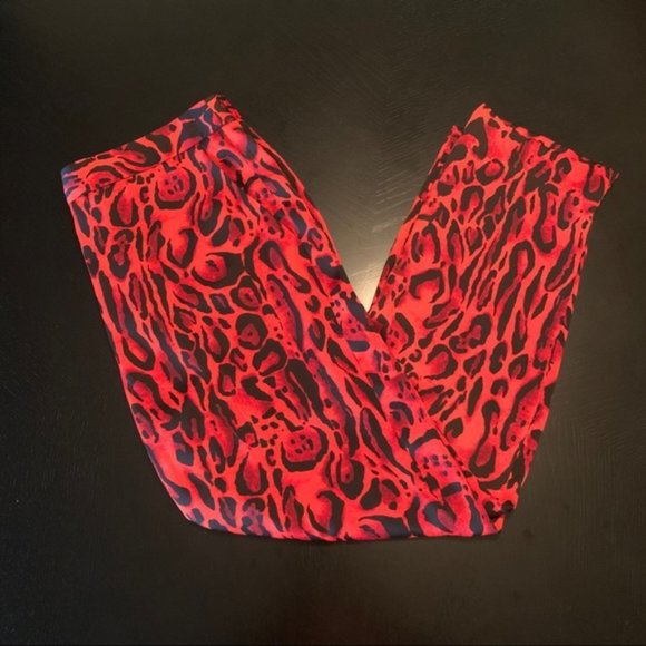 Topshop Red Leopard Animal Print Cropped Pant 8 - Picture 5 of 5